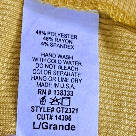 New Women's Long Sleeve Crop Tops Gold V Neck Made in USA - Picture 3 of 3